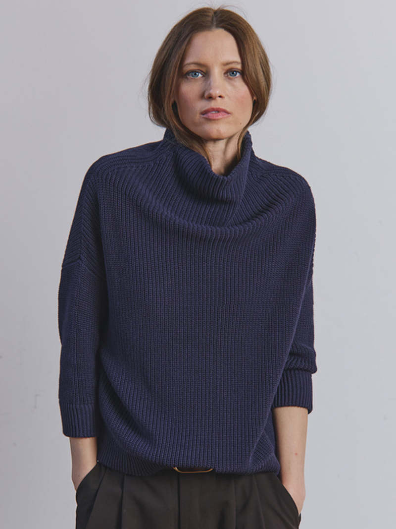Autumn Cashmere Funnel Neck Cardigan - Wild Plum