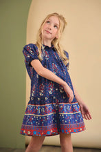 Load image into Gallery viewer, Hunter Bell Kids Drifter Mini Dress - Fall Floral Navy
