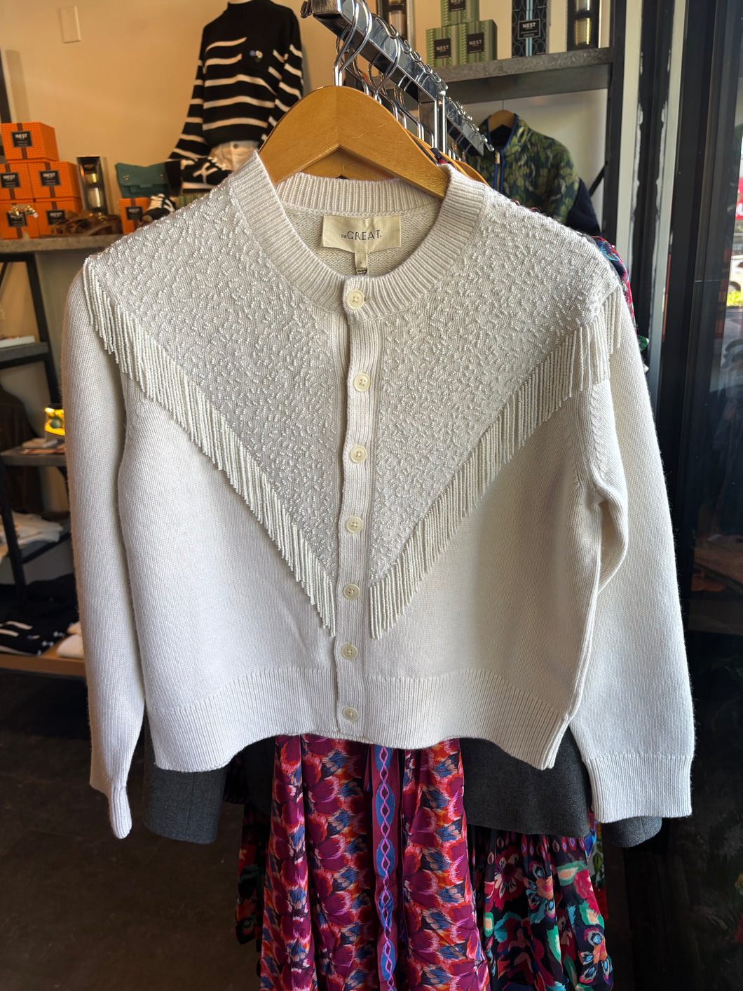 The Great The Beaded Fringe Cardigan