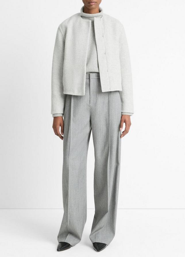 Vince Double Wool Collarless Jacket- H Stone Grey