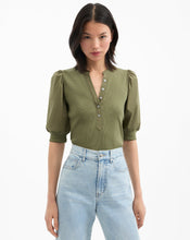 Load image into Gallery viewer, Veronica Beard Coralee Puff-Sleeve Tee - Cypress
