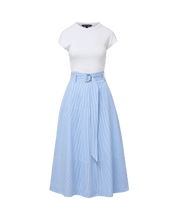 Load image into Gallery viewer, Veronica Beard Belmar Mixed-Media Midi Dress
