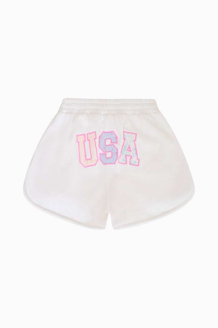 Love Shack Fancy Jeanette USA Shorts- White