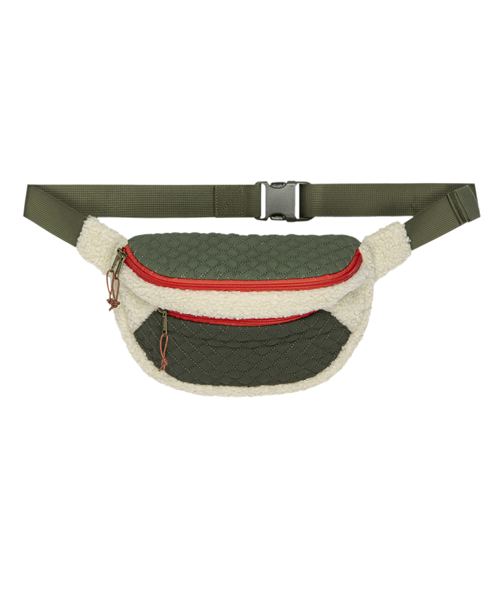 The Great. The Plush Hip Pack - Cream & Army
