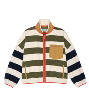 Load image into Gallery viewer, The Great. The Plush Terrain Full-Zip - Mixed Heritage Stripe
