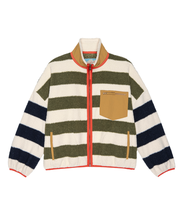The Great. The Plush Terrain Full-Zip - Mixed Heritage Stripe