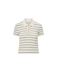 Veronica Beard Brandt Cashmere Polo - Ivory/ Heather Grey