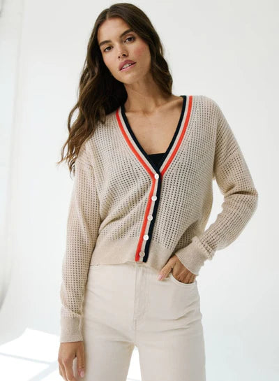 Autumn Cashmere Mesh Cardigan - Varsity Stripe