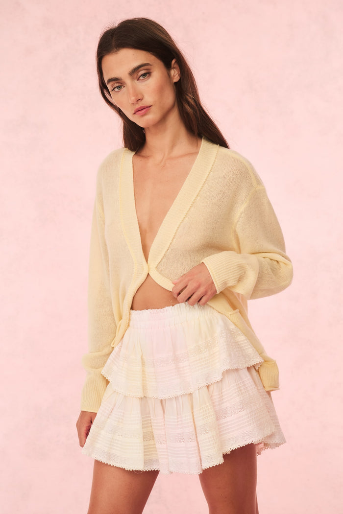 Loveshack Fancy Ruffle Mini Skirt in lemonade kisses