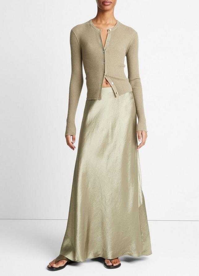 Vince Satin Maxi Skirt- Artichoke