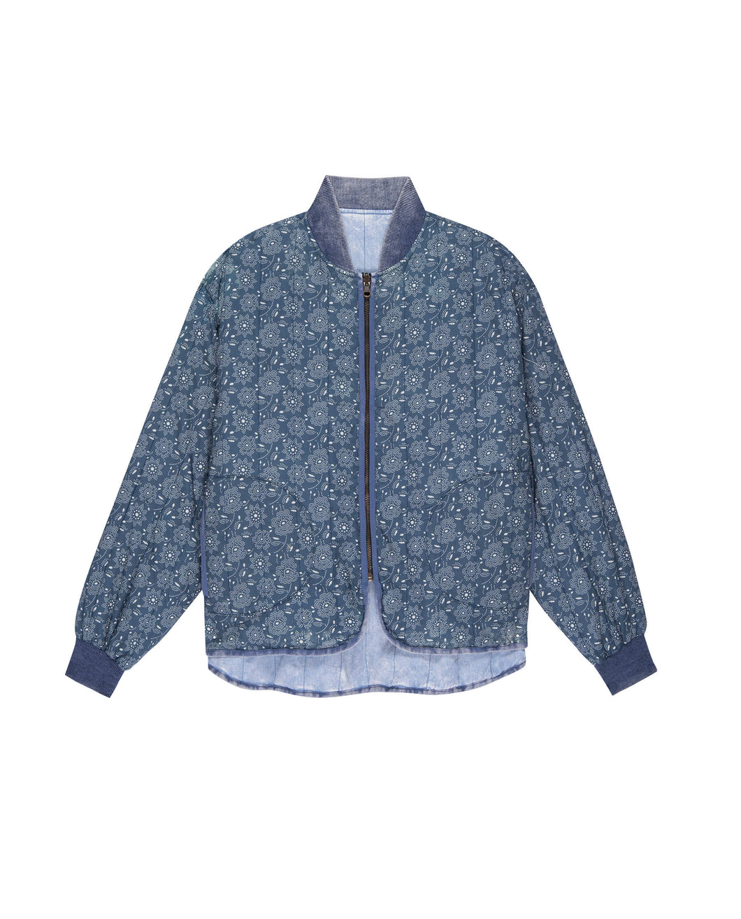 The Great Reversible Quilted Bomber - Blue Floral