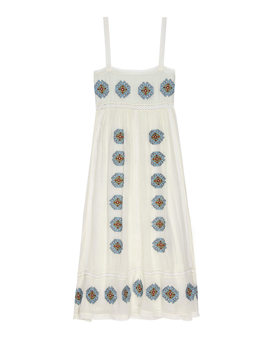 The Great The Roam Dress with Folklore Embroidery- Cream