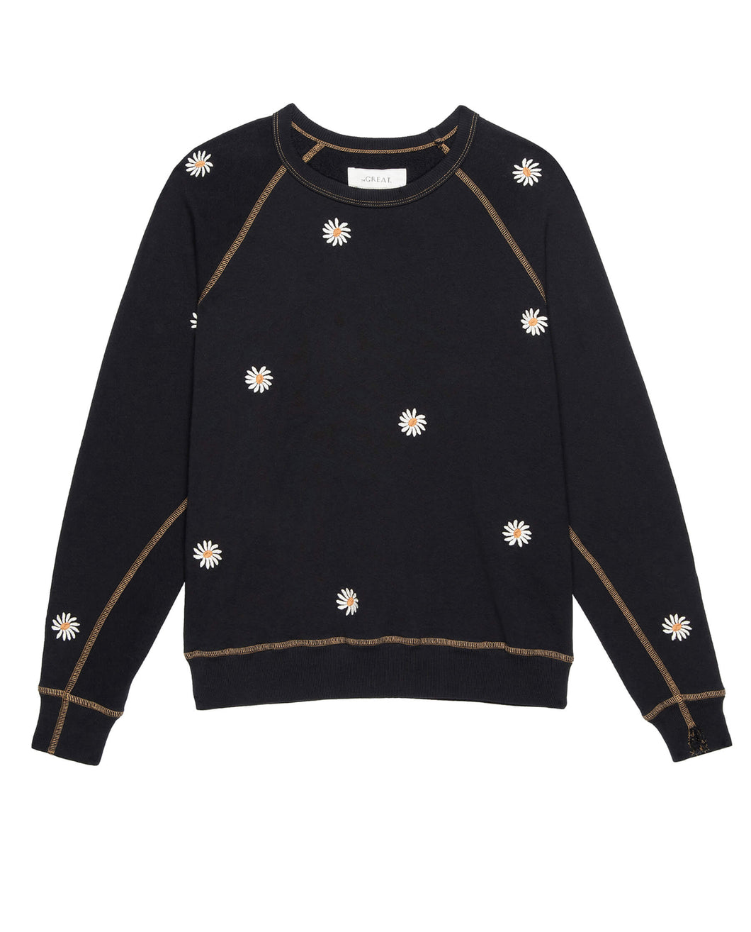 The Great The College Sweatshirt- Black Daisy Embroidery