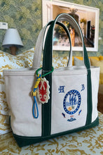 Load image into Gallery viewer, Hunter Bell Medium Canvas tote - Natural W/ Green
