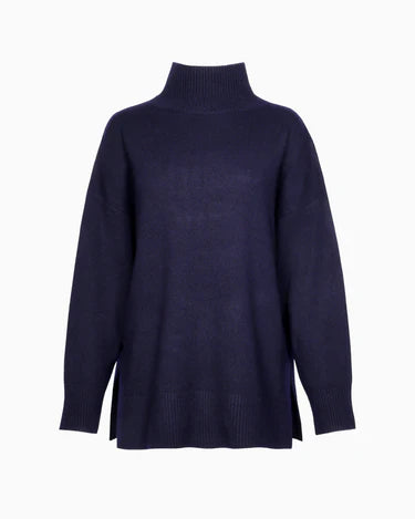 Vince Wool-Cashmere Drop Shoulder Turtleneck - Coastal Blue