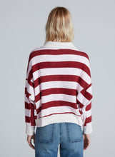 Load image into Gallery viewer, ASKKNY Black Cherry Pinstripe Polo Sweatshirt
