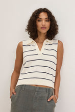 Load image into Gallery viewer, Velvet Nayla Cotton Cashmere Sweater Vest- Milk/Blue
