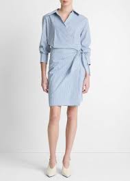 Vince Furrow Stripe Wrap Dress - Blue/Off White