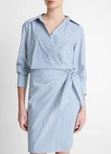 Load image into Gallery viewer, Vince Furrow Stripe Wrap Dress - Blue/Off White
