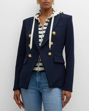 Load image into Gallery viewer, Veronica Beard Cashmere Hoodie Dickey- Ivory/Navy
