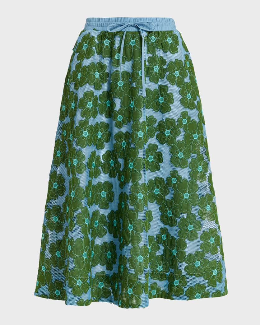 Essentiel Feast Open Embo Skirt- Blue and green