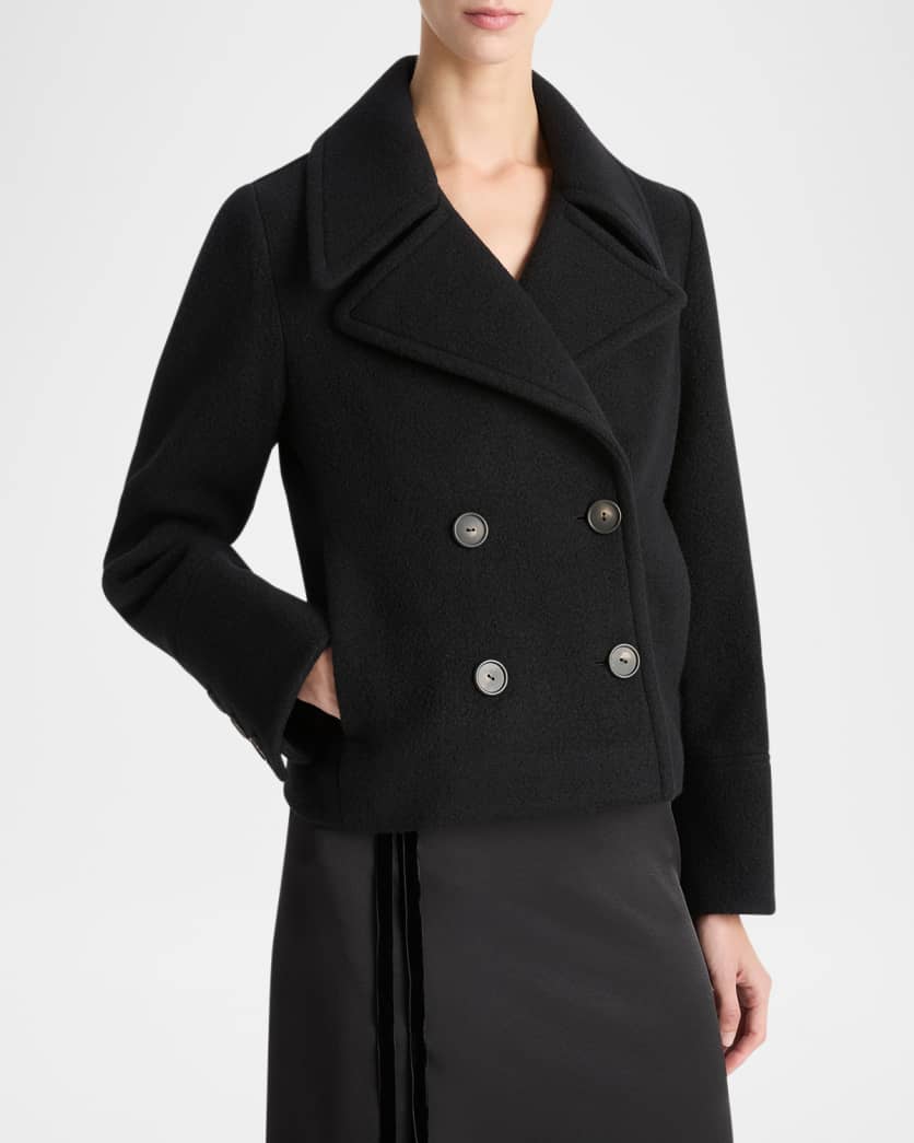 Vince boiled wool cropped peacoat- black