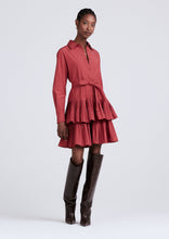 Load image into Gallery viewer, Derek Lam 10 Crosby Sterling Long Sleeve Pleated Mini Dress - Rhubarb
