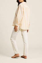 Load image into Gallery viewer, Trovota Blake Oversized Shirt with Ruffles Paradis Stripe
