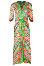 Load image into Gallery viewer, Saloni Mitsu Dress- Crackle Stamped Satin Dress

