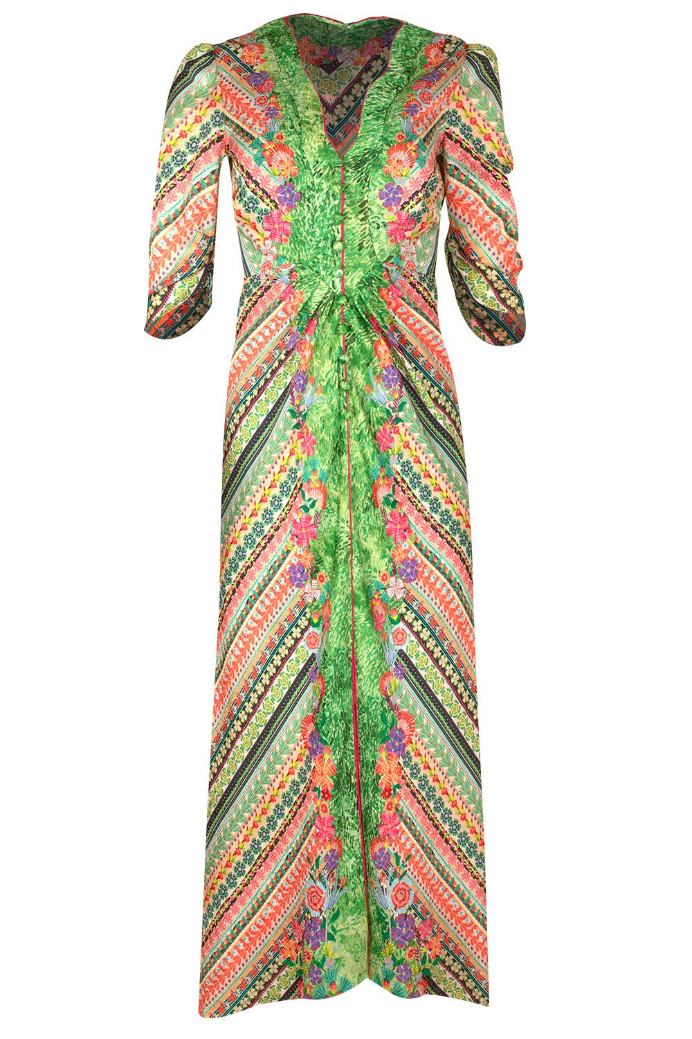 Saloni Mitsu Dress- Crackle Stamped Satin Dress
