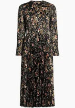 Load image into Gallery viewer, Vince Orchid Vine Pleated Long Sleeve Dress - Black
