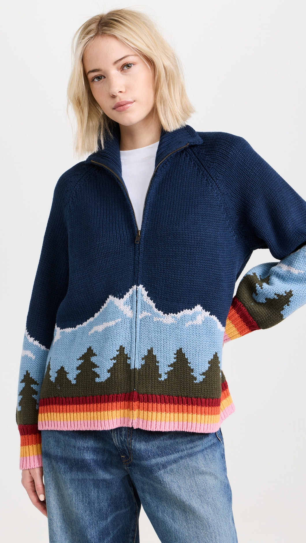 The Great. The Vista Full-Zip Sweater - Evergreen