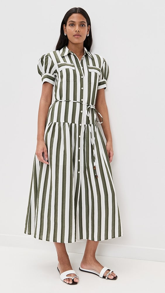 Tanya Taylor Carrington Dress - Fern/Ivory