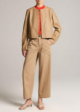 Load image into Gallery viewer, Vince Suede-Trimmed Leather Cropped Jacket
