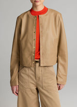 Load image into Gallery viewer, Vince Suede-Trimmed Leather Cropped Jacket
