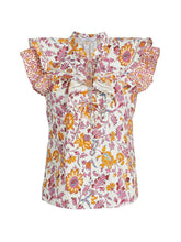 Load image into Gallery viewer, Najah Ruffle Sleeve Blouse - Marigold/Lilac

