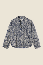 Load image into Gallery viewer, Trovata Finley Pintuck Blouse Blue Print
