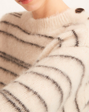 Load image into Gallery viewer, Rebecca Taylor Brushed Mohair Pullover- Ivory Stripe
