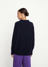 Load image into Gallery viewer, Vince Boiled Cashmere Funnel Neck Pullover Sweater- Coastal Blue
