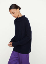 Load image into Gallery viewer, Vince Boiled Cashmere Funnel Neck Pullover Sweater- Coastal Blue
