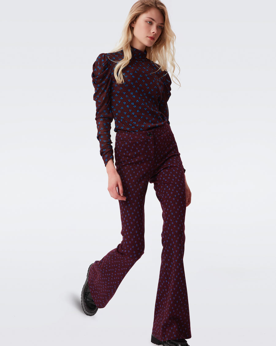 DVF Greg Wool Jacquard Pants- Dot Sake Wine Pink