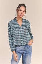 Load image into Gallery viewer, Trovata Finley Pintuck Blouse-Bluebird Plaid
