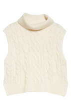 Load image into Gallery viewer, Vince Twisted Cable Turtleneck Sweater Tank- Off White
