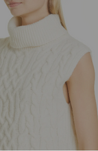 Load image into Gallery viewer, Vince Twisted Cable Turtleneck Sweater Tank- Off White
