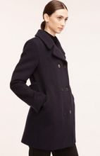 Load image into Gallery viewer, Rebecca Taylor Wool Blend Melton Peacoat- Navy
