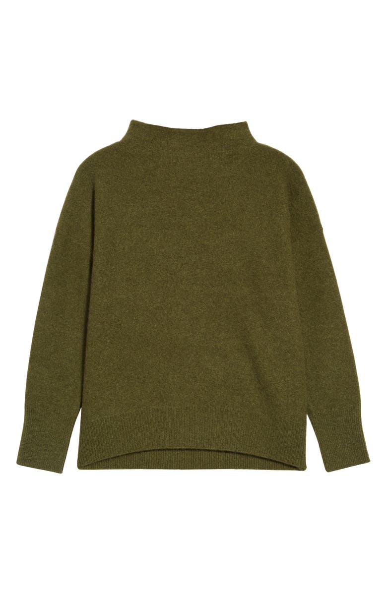 Vince Boiled Cashmere Funnel Neck Pullover Sweater- Heather Bay Leaf