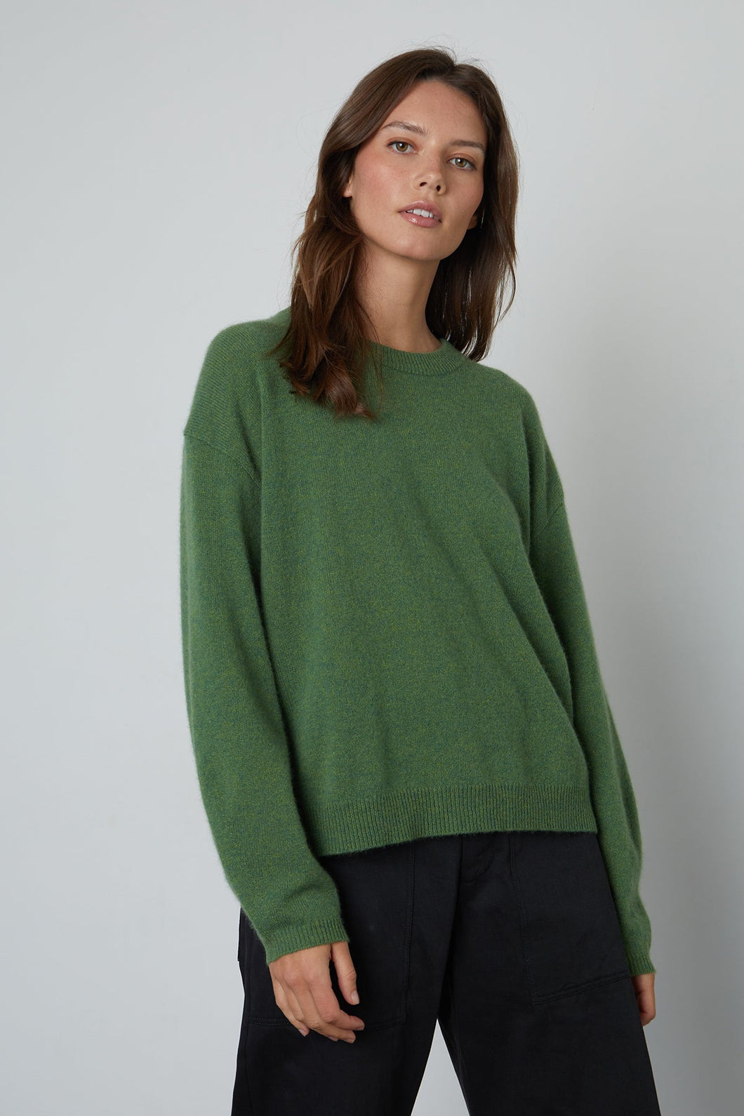 Velvet Brynne Cashmere Crewneck Sweater- Moss