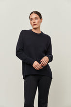 Load image into Gallery viewer, Grey/Ven Wallace Modern Wool Crewneck Sweater- Navy
