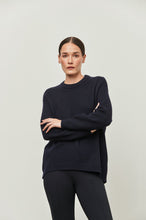 Load image into Gallery viewer, Grey/Ven Wallace Modern Wool Crewneck Sweater- Navy
