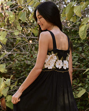 Load image into Gallery viewer, The Great Horizon Dress Black Hawaiian Floral Applique

